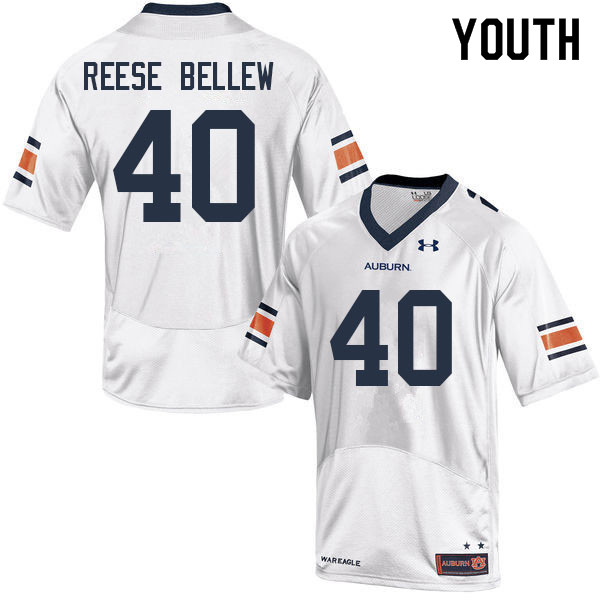 Youth #40 John Reese Bellew Auburn Tigers College Football Jerseys Sale-White - Click Image to Close